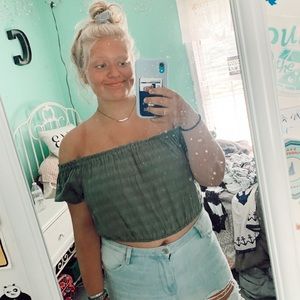 American Eagle Army Green Bubble Shirt